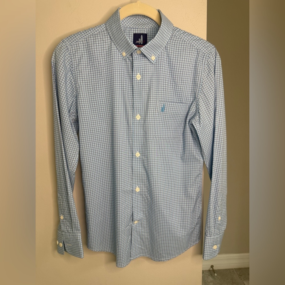 johnnie-O Boys Blue Checkered Button Down Prepformance Shirt